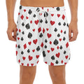 Red And Black Playing Card Suits Print Men's Split Running Shorts