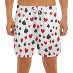 Red And Black Playing Card Suits Print Men's Split Running Shorts