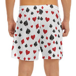 Red And Black Playing Card Suits Print Men's Split Running Shorts