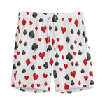 Red And Black Playing Card Suits Print Men's Sports Shorts