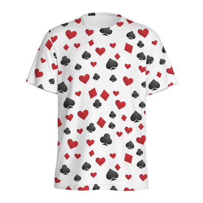 Red And Black Playing Card Suits Print Men's Sports T-Shirt
