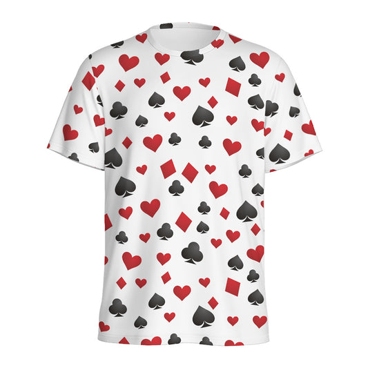 Red And Black Playing Card Suits Print Men's Sports T-Shirt