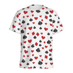 Red And Black Playing Card Suits Print Men's Sports T-Shirt