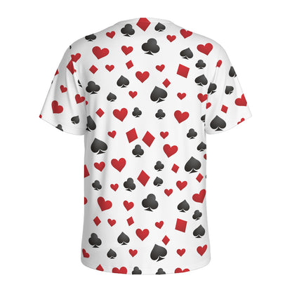 Red And Black Playing Card Suits Print Men's Sports T-Shirt