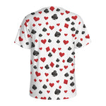Red And Black Playing Card Suits Print Men's Sports T-Shirt