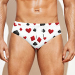 Red And Black Playing Card Suits Print Men's Swim Briefs