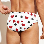 Red And Black Playing Card Suits Print Men's Swim Briefs