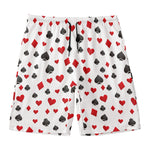Red And Black Playing Card Suits Print Men's Swim Trunks