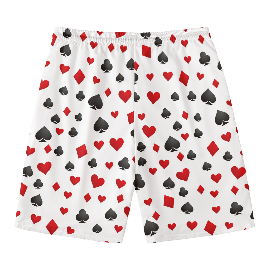 Red And Black Playing Card Suits Print Men's Swim Trunks