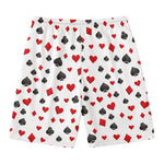 Red And Black Playing Card Suits Print Men's Swim Trunks