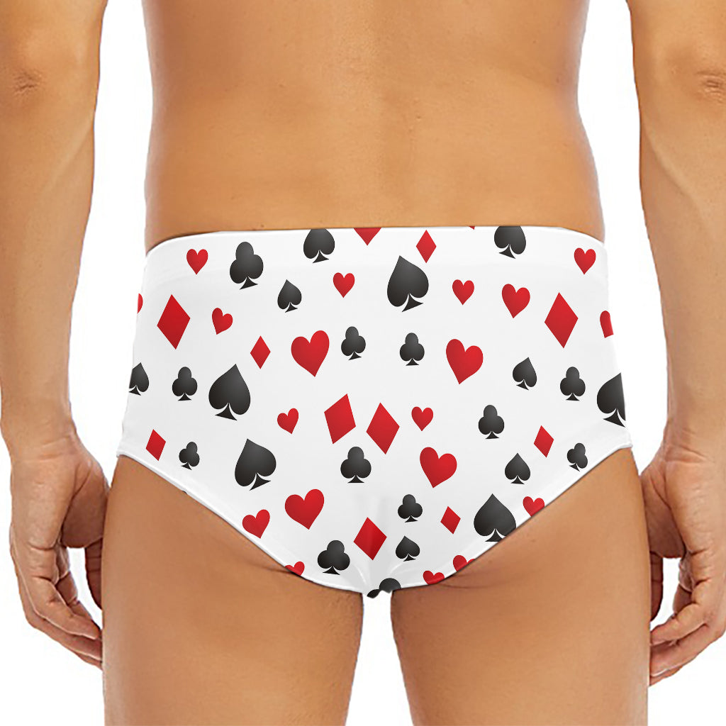 Red And Black Playing Card Suits Print Men's Triangle Swim Briefs