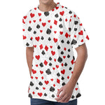 Red And Black Playing Card Suits Print Men's Velvet T-Shirt