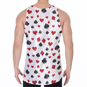 Red And Black Playing Card Suits Print Men's Velvet Tank Top