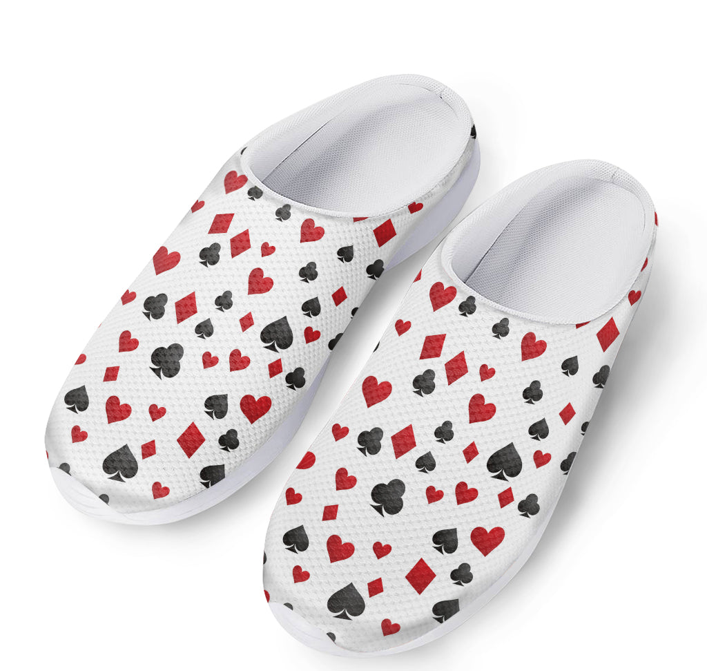 Red And Black Playing Card Suits Print Mesh Casual Shoes