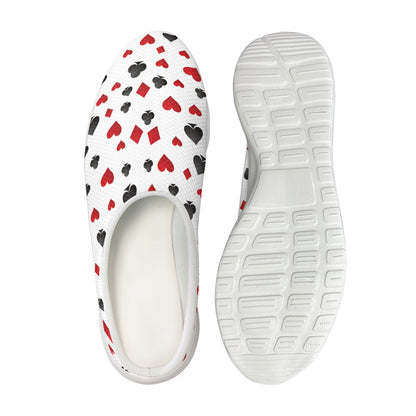 Red And Black Playing Card Suits Print Mesh Casual Shoes