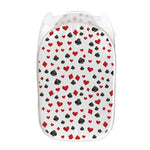 Red And Black Playing Card Suits Print Mesh Laundry Hamper