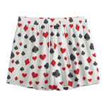 Red And Black Playing Card Suits Print Mesh Shorts