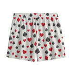 Red And Black Playing Card Suits Print Mesh Shorts
