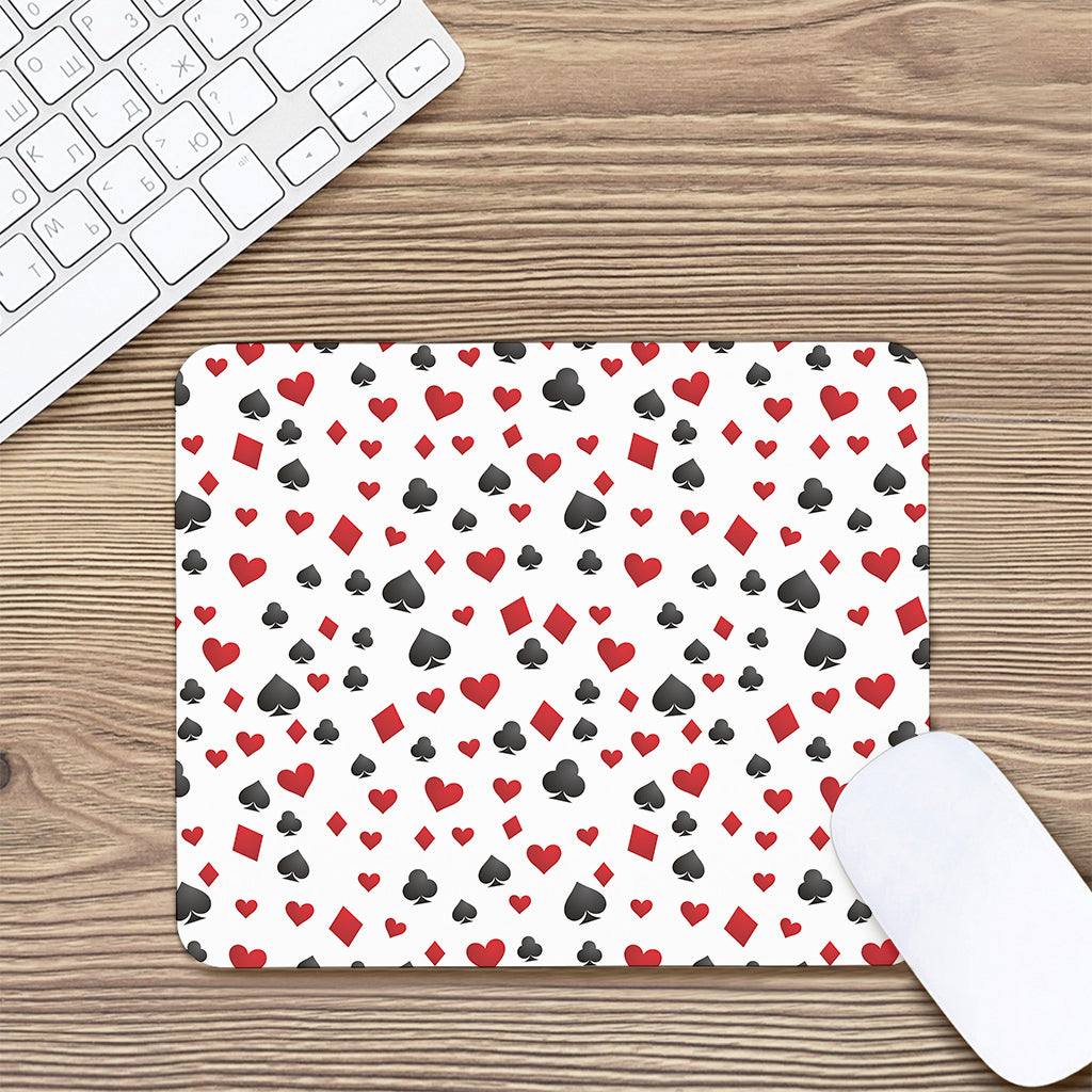 Red And Black Playing Card Suits Print Mouse Pad
