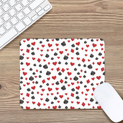 Red And Black Playing Card Suits Print Mouse Pad