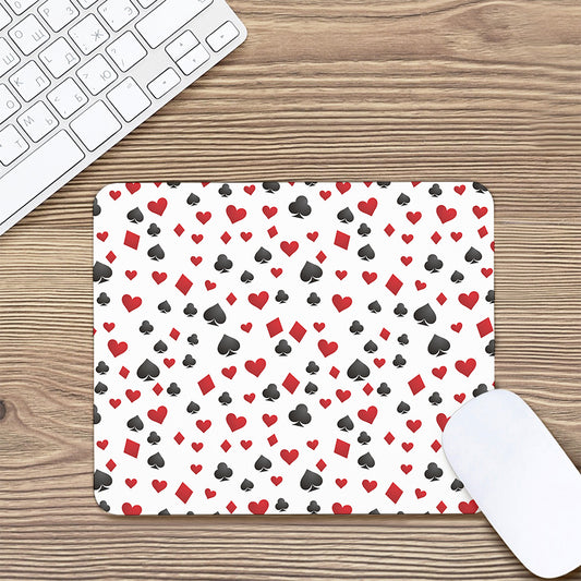 Red And Black Playing Card Suits Print Mouse Pad