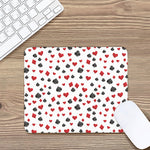 Red And Black Playing Card Suits Print Mouse Pad