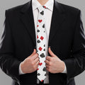 Red And Black Playing Card Suits Print Necktie