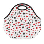 Red And Black Playing Card Suits Print Neoprene Lunch Bag