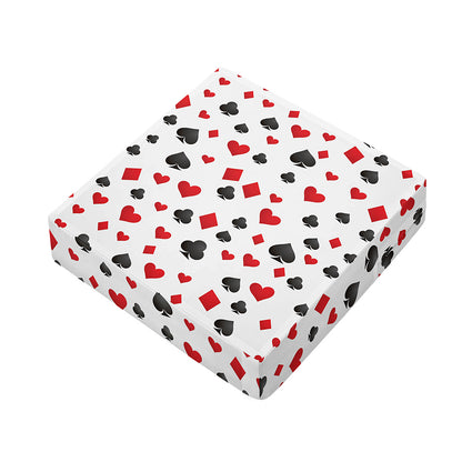Red And Black Playing Card Suits Print Outdoor Seat Cushion Cover