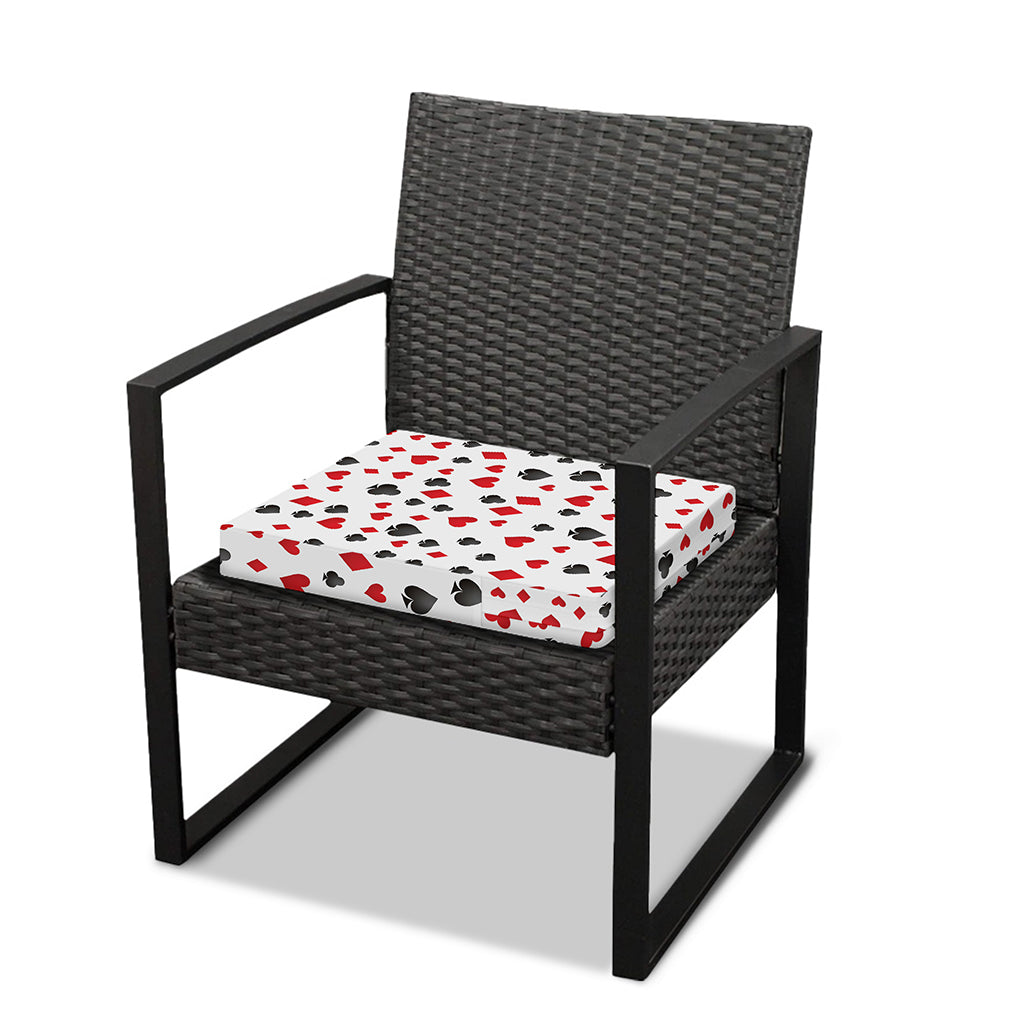 Red And Black Playing Card Suits Print Outdoor Seat Cushion Cover