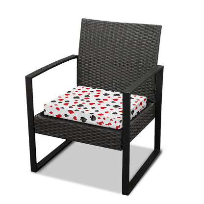 Red And Black Playing Card Suits Print Outdoor Seat Cushion Cover