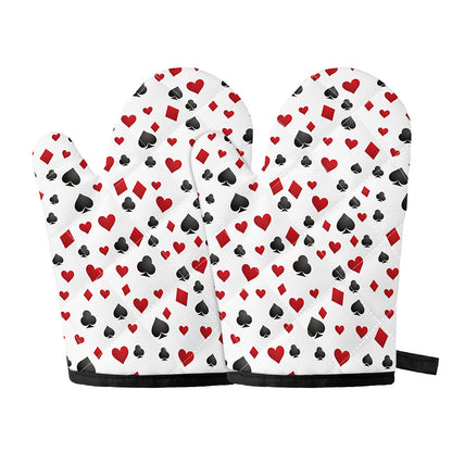 Red And Black Playing Card Suits Print Oven Mitts