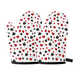 Red And Black Playing Card Suits Print Oven Mitts