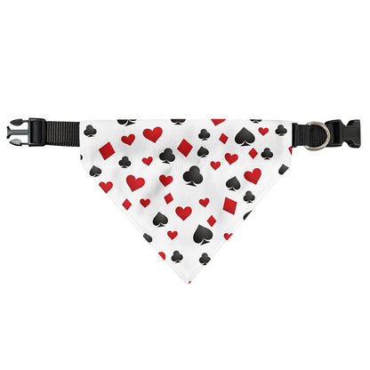 Red And Black Playing Card Suits Print Over The Collar Dog Bandana
