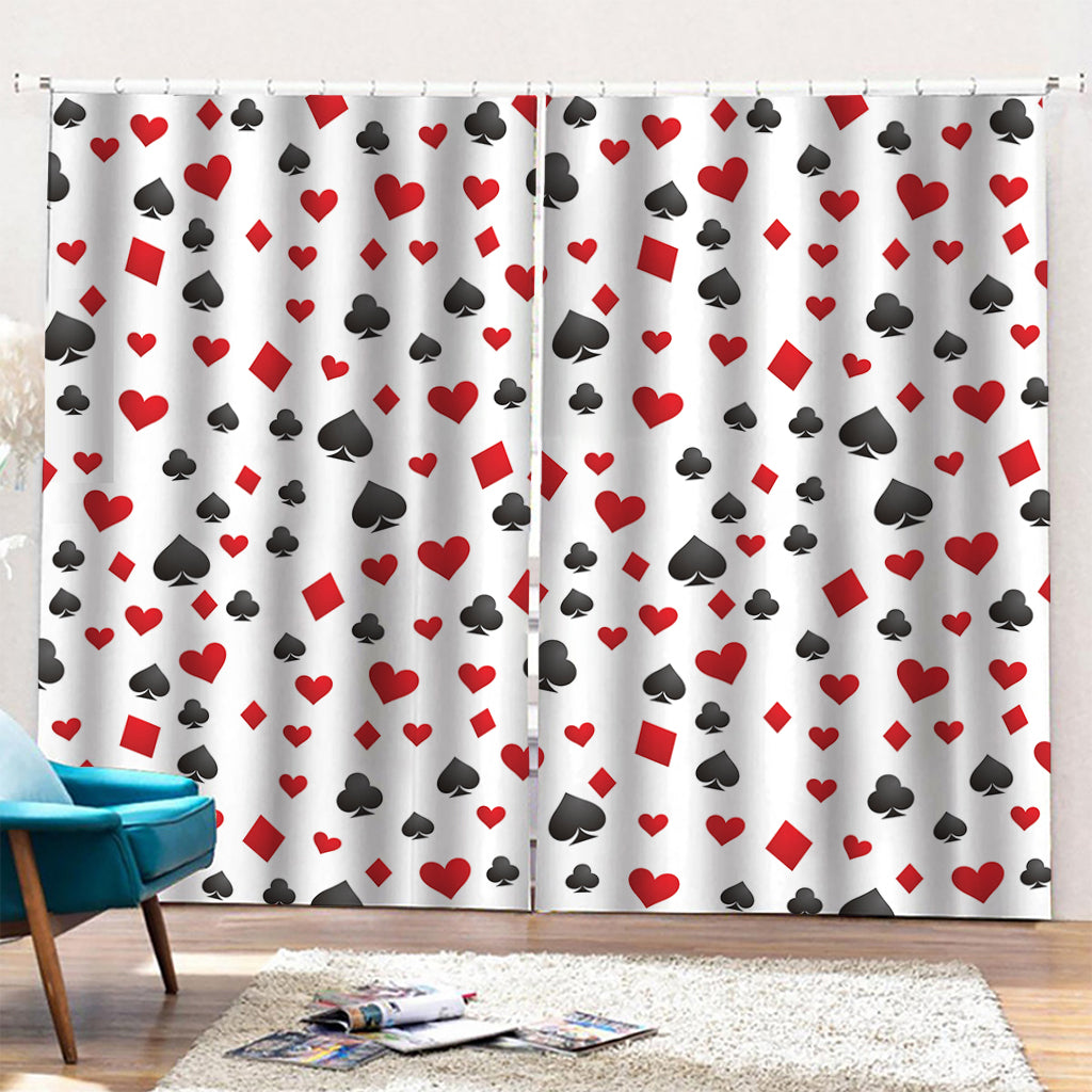 Red And Black Playing Card Suits Print Pencil Pleat Curtains