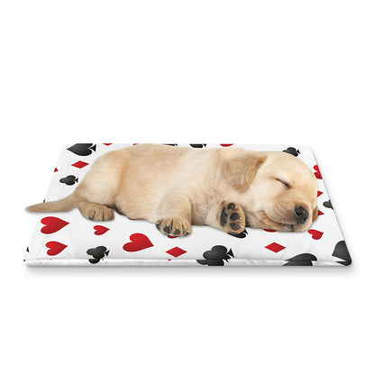 Red And Black Playing Card Suits Print Pet Cooling Mat Cover