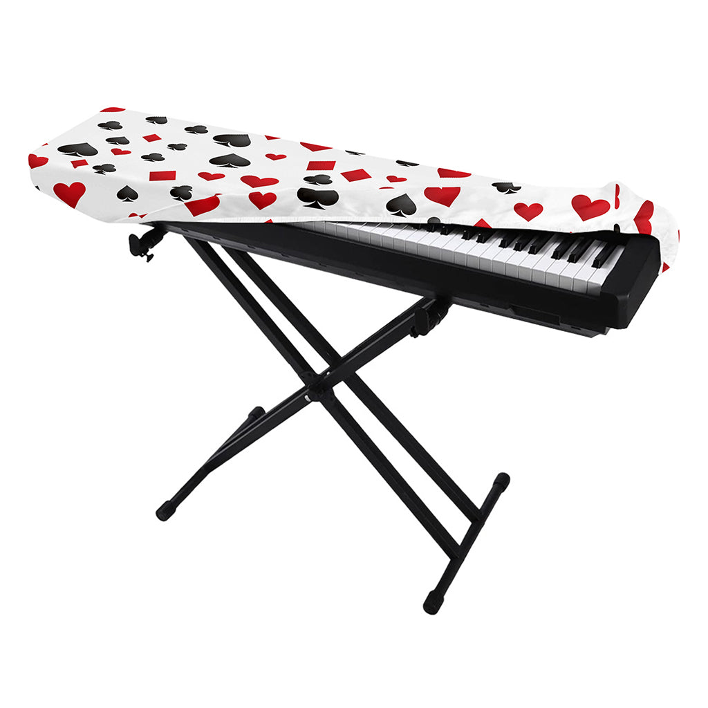 Red And Black Playing Card Suits Print Piano Keyboard Cover