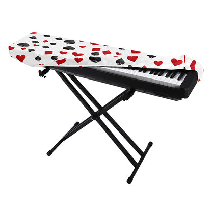 Red And Black Playing Card Suits Print Piano Keyboard Cover