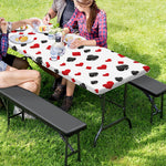 Red And Black Playing Card Suits Print Picnic Table Cover