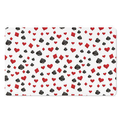 Red And Black Playing Card Suits Print Polyester Doormat