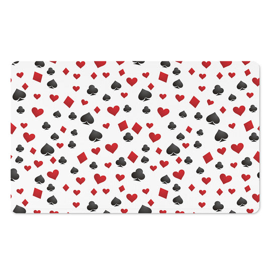 Red And Black Playing Card Suits Print Polyester Doormat