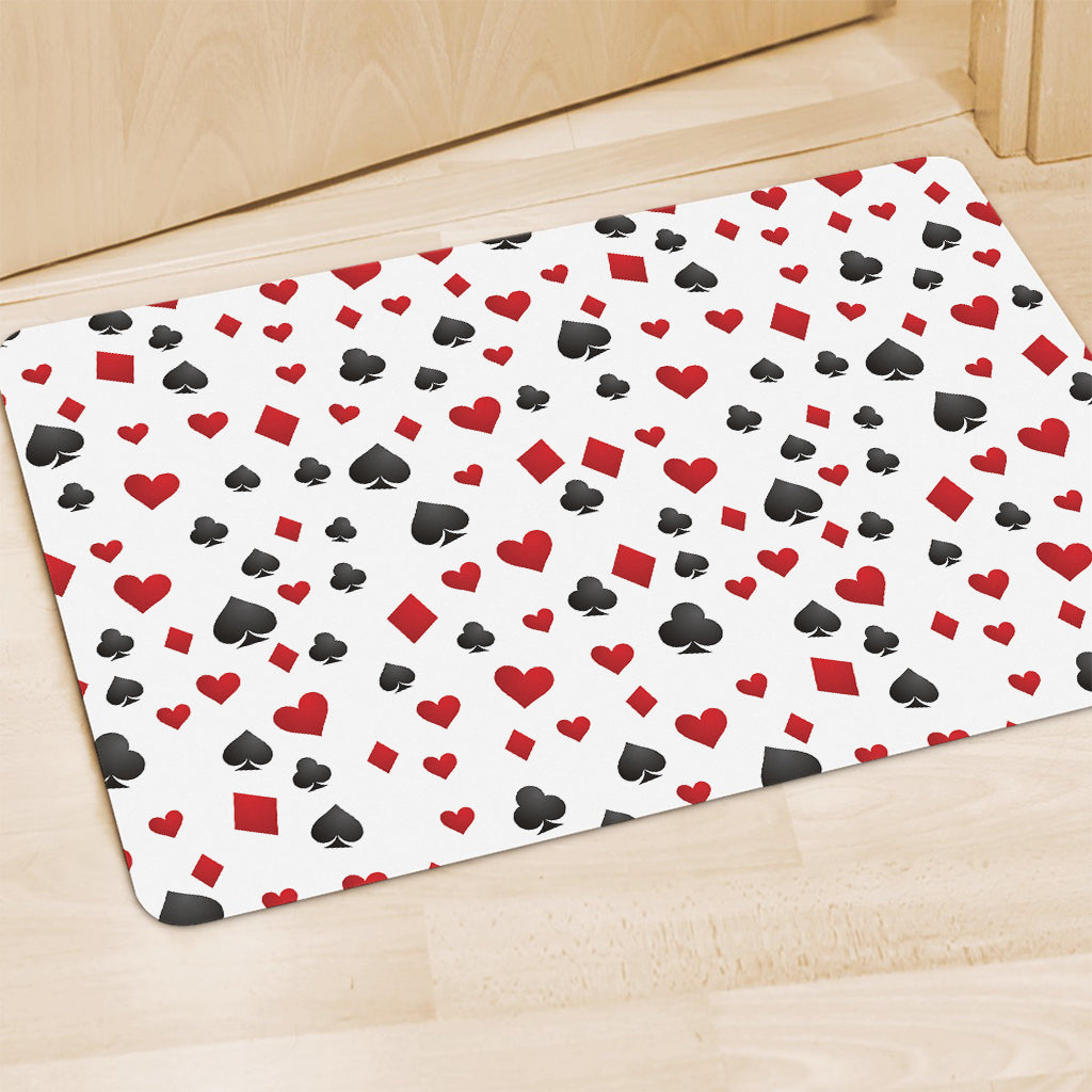 Red And Black Playing Card Suits Print Polyester Doormat