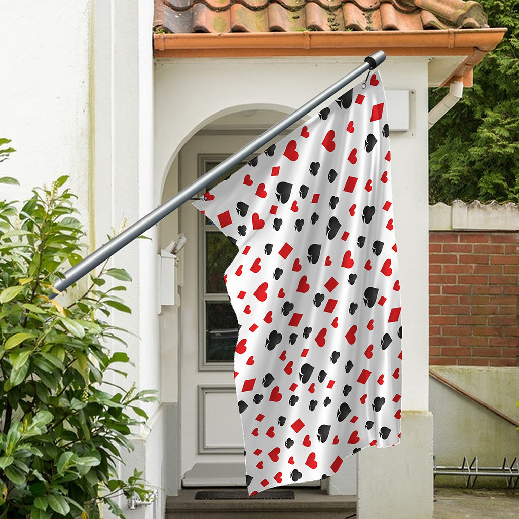 Red And Black Playing Card Suits Print Polyester Flag
