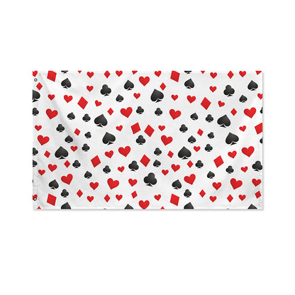 Red And Black Playing Card Suits Print Polyester Flag