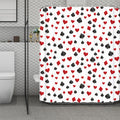 Red And Black Playing Card Suits Print Polyester Shower Curtain
