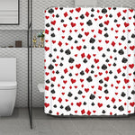 Red And Black Playing Card Suits Print Polyester Shower Curtain