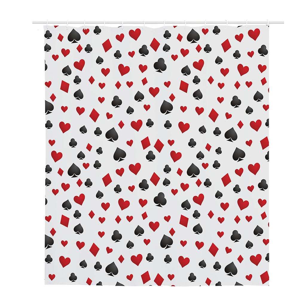 Red And Black Playing Card Suits Print Polyester Shower Curtain