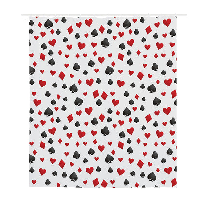 Red And Black Playing Card Suits Print Polyester Shower Curtain