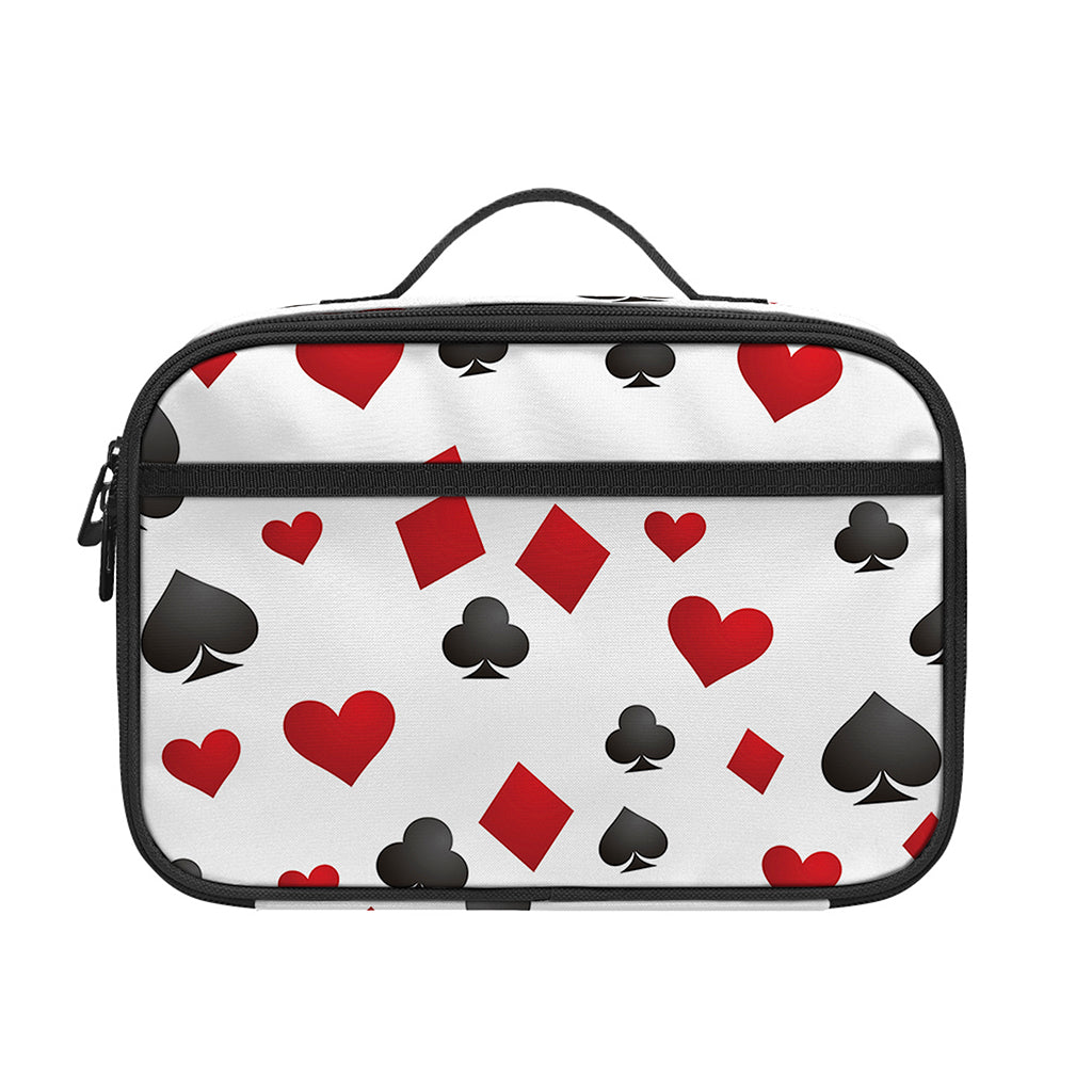 Red And Black Playing Card Suits Print Portable Lunch Bag