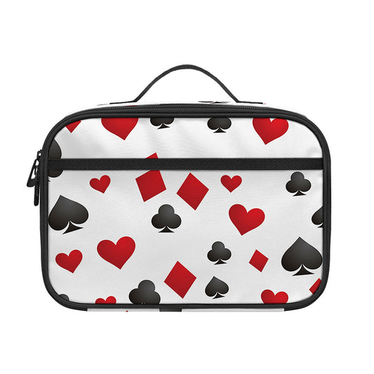 Red And Black Playing Card Suits Print Portable Lunch Bag